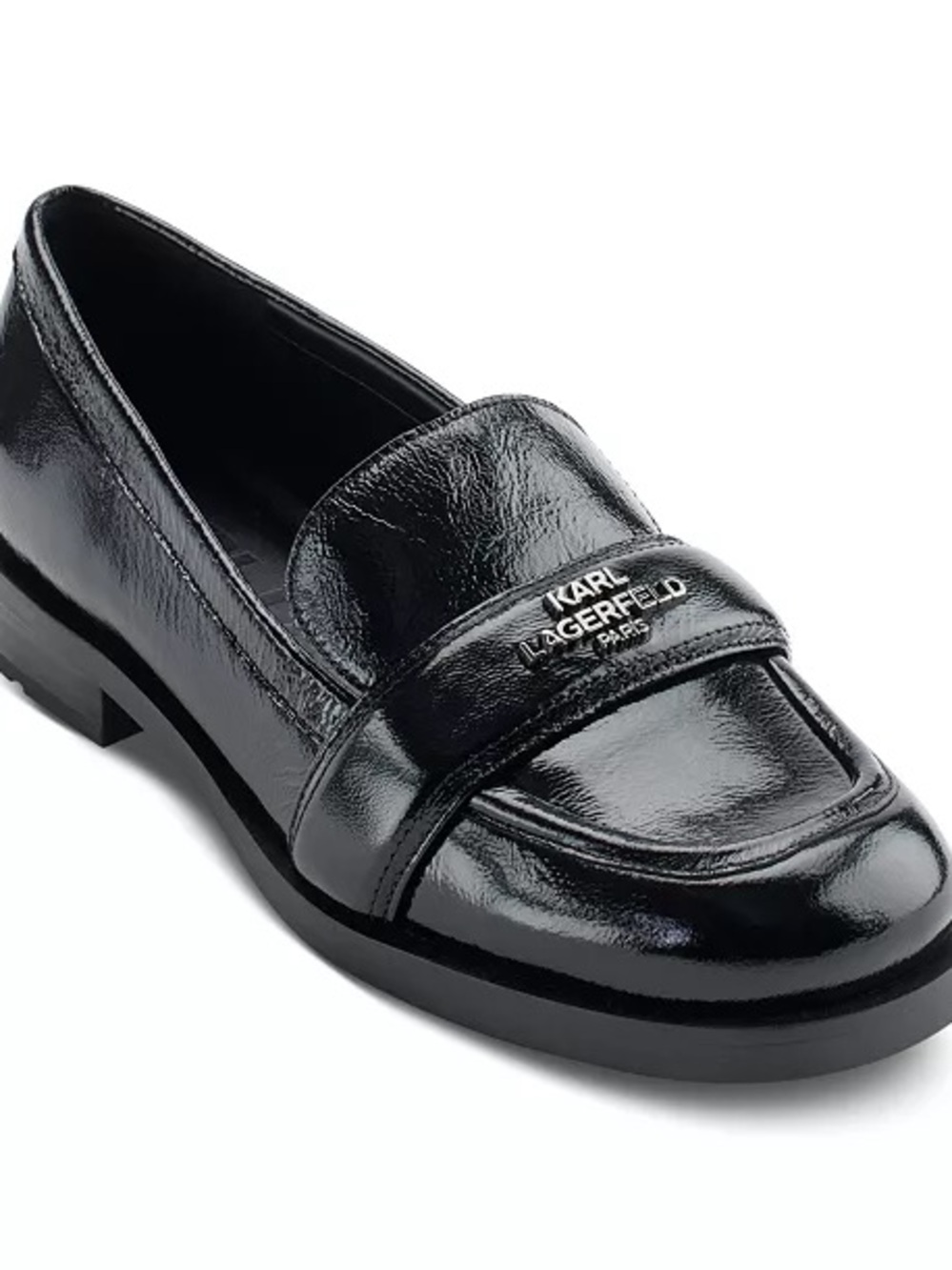Karl Lagerfeld Shiny Black Patent Penny Loafers